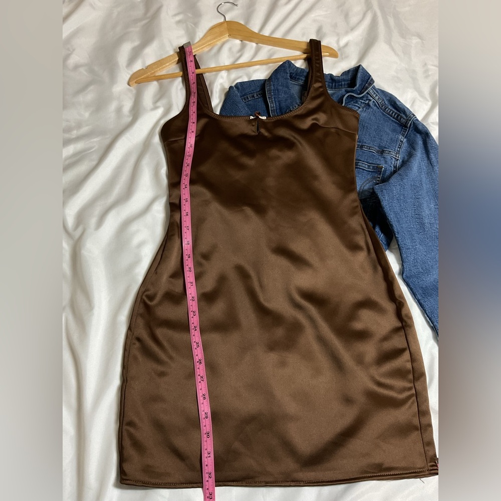 Zara Brown Satin Midi Slip Dress
